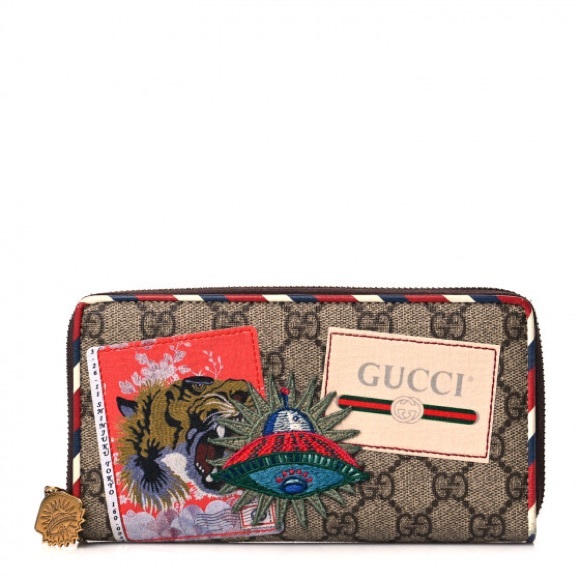 Gucci Handbags - GUCCI GG Supreme Monogram Courrier Embroidered UFO Zip Around Wallet